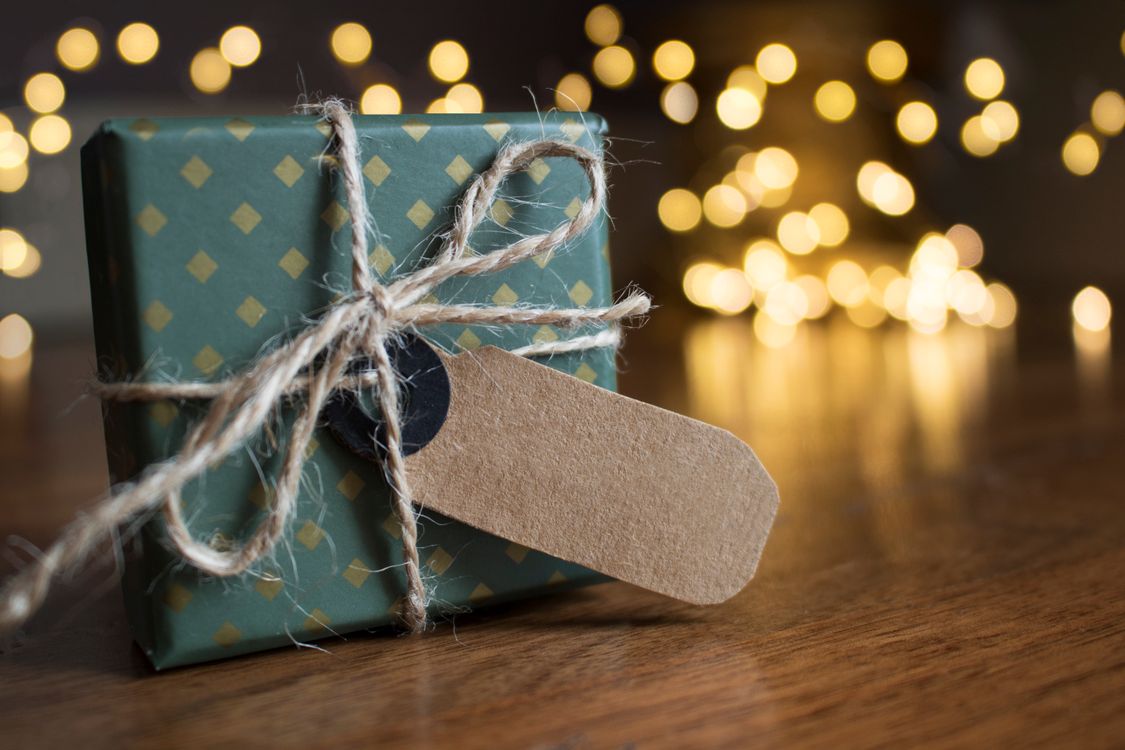 A Christmas gift with warm festive lights