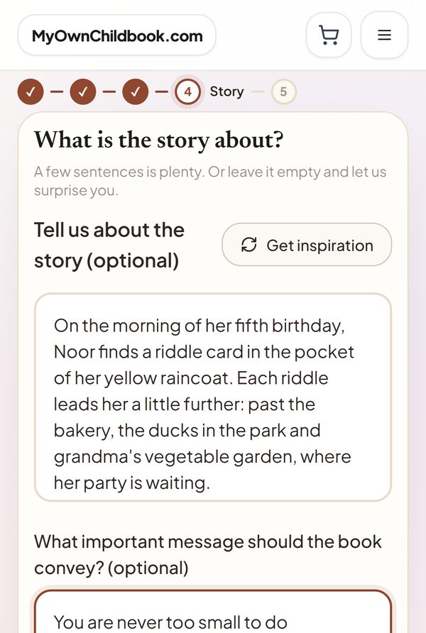 Step 4: three sentences about a treasure hunt past the bakery, the ducks and grandma's garden