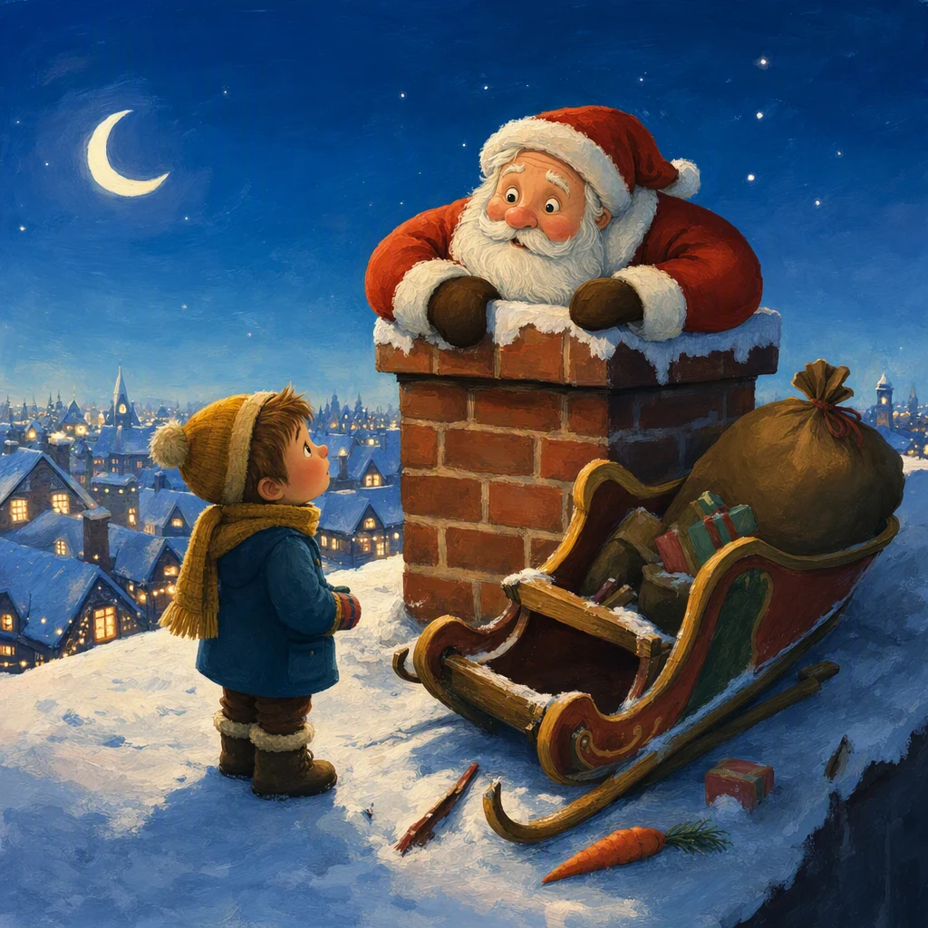 The sleigh is on our roof
