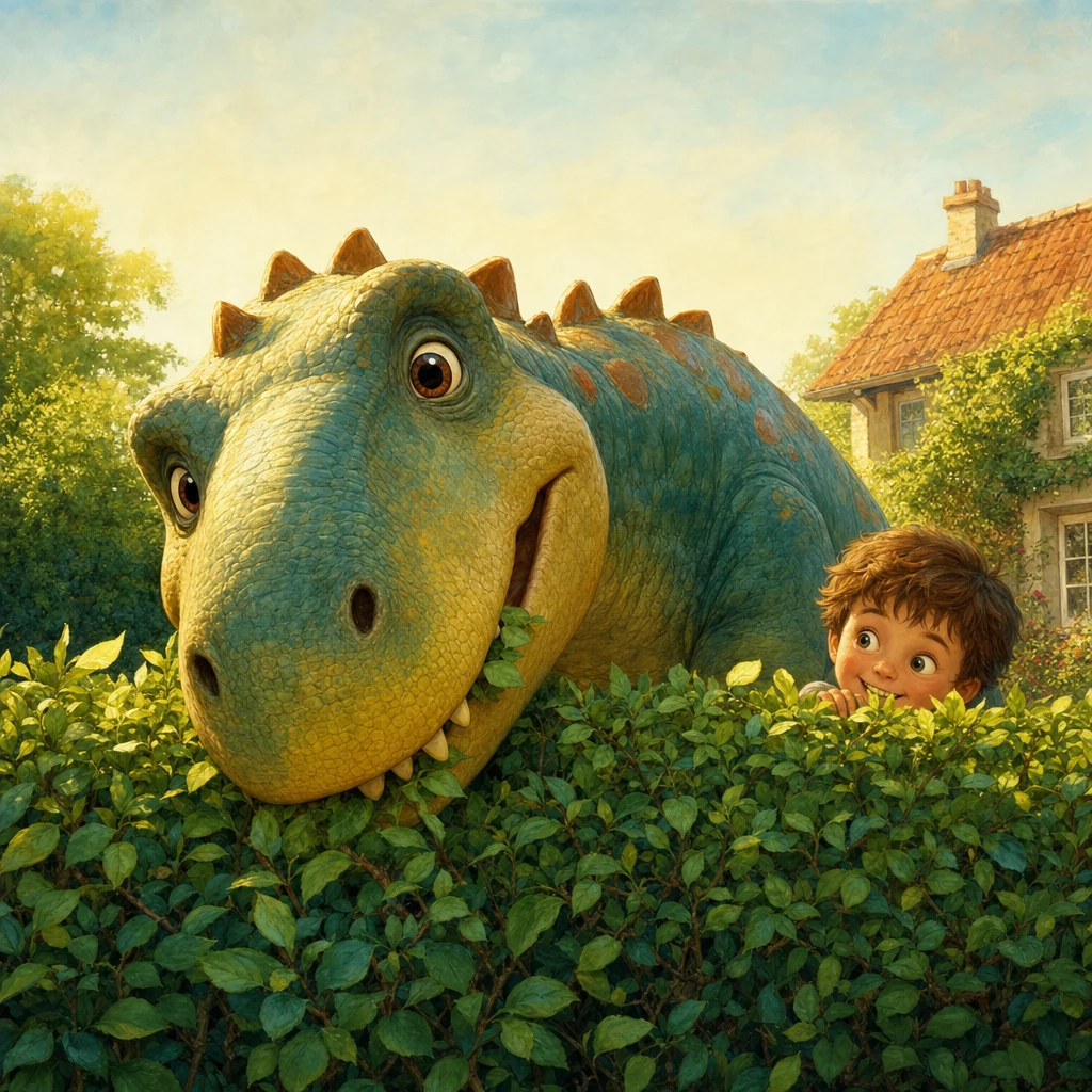 There is a dinosaur in the garden