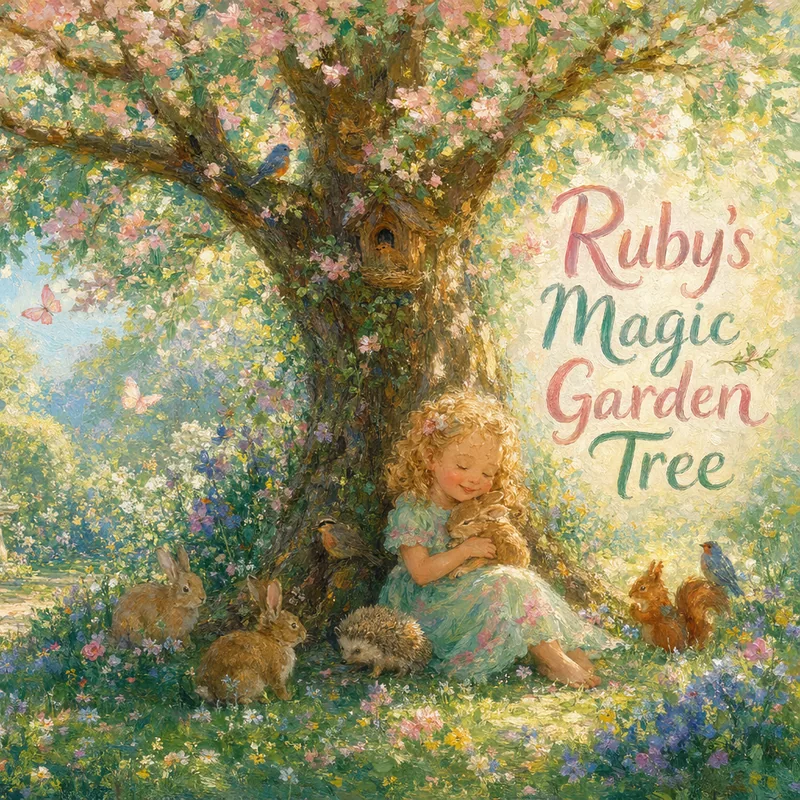 Cover van het gepersonaliseerde kinderboek Ruby’s Magic Garden Tree