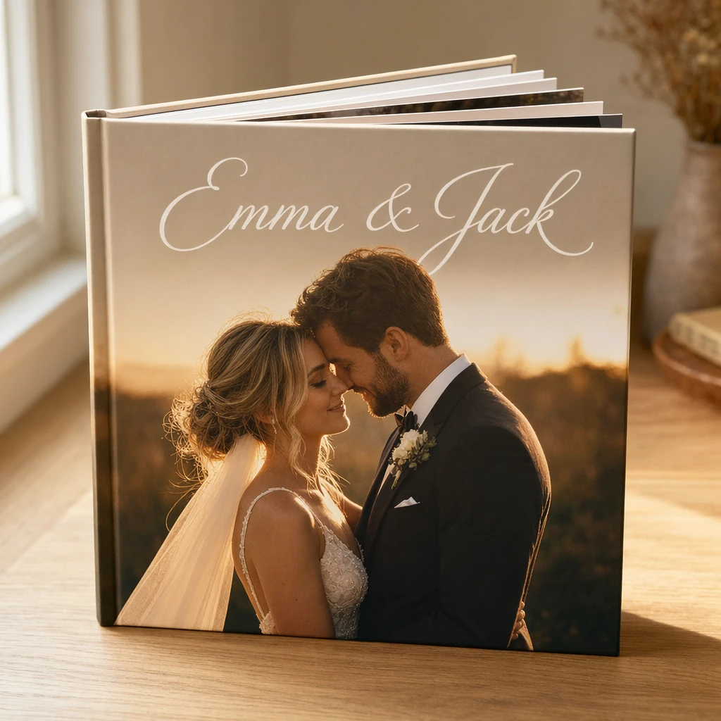 Example cover of a wedding photo book