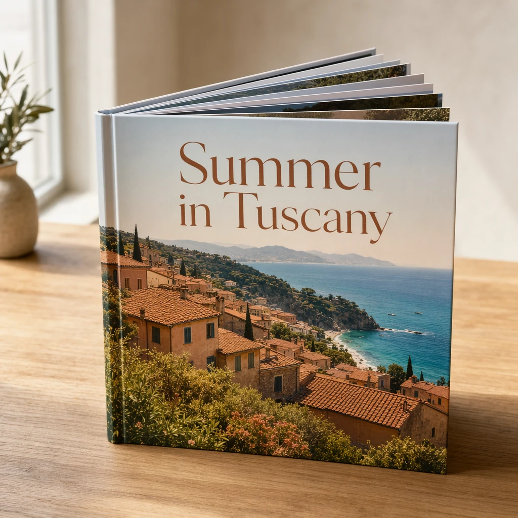 Example cover of a holiday photo book